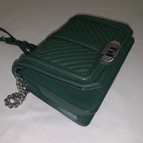 Rebecca Minkoff Hunter Green Quilted Leather Chevron Crossbody Bag - Picture 2 of 4